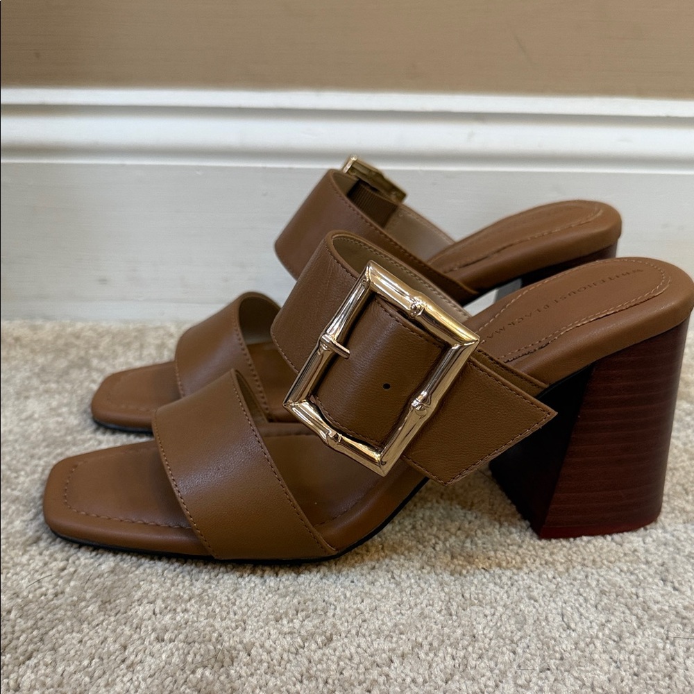White House Black Market Tan Leather Mules - Picture 2 of 5